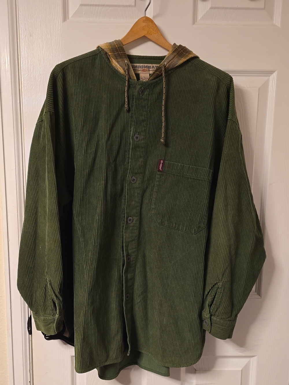 UnionBay Olive Green Corduroy Hooded Shirt Jacket
